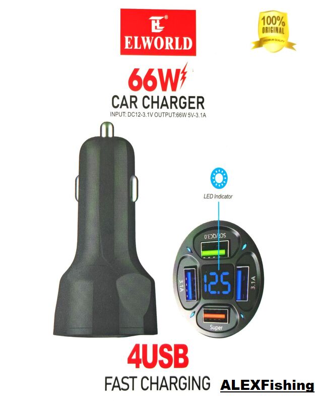 Automobilinis įkroviklis Elworld Car Charger 66W